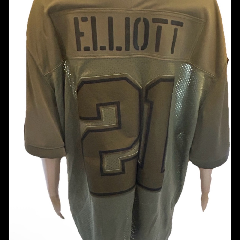 Milatary salute  green Football Jersey dallas cowboys Elliot 21 Xl - Picture 4 of 7